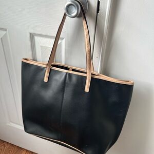 Like New Coach Black and Tan Leather Tote
